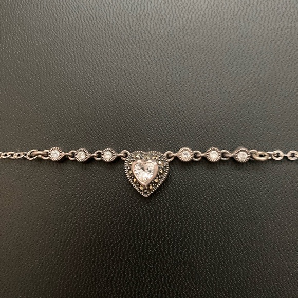 Judith Jack 925 Sterling Silver Heart Marcasite 16.5 in Necklace - Picture 4 of 5